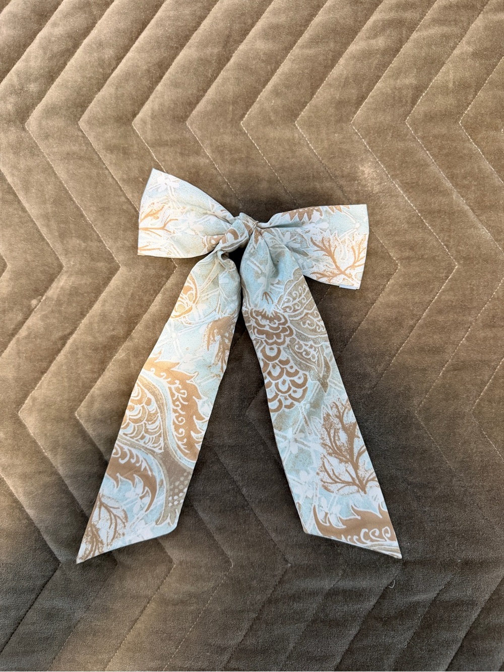 Pastel Blue and Tan Floral Hair Clip